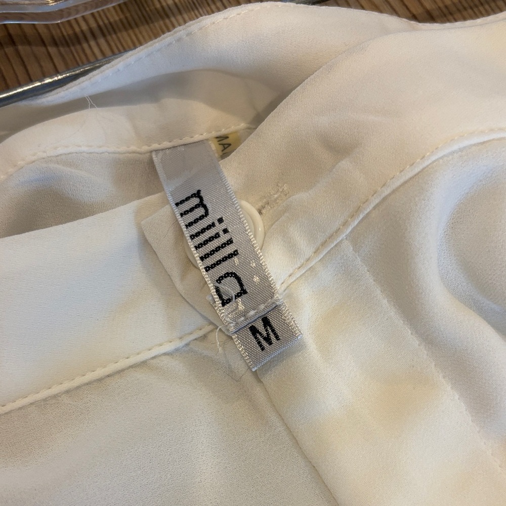 Miilla Clothing Sheer Cream Wide-Leg Pants - Picture 2 of 5